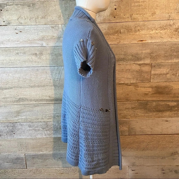 Pure handknit women’s blue  open cardigan sweater‎ in size x-small/small - Picture 4 of 10